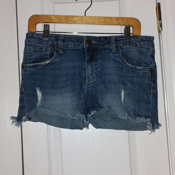 Kut from the Kloth distressed jean denim shorts  Sz 8 - Picture 1 of 6